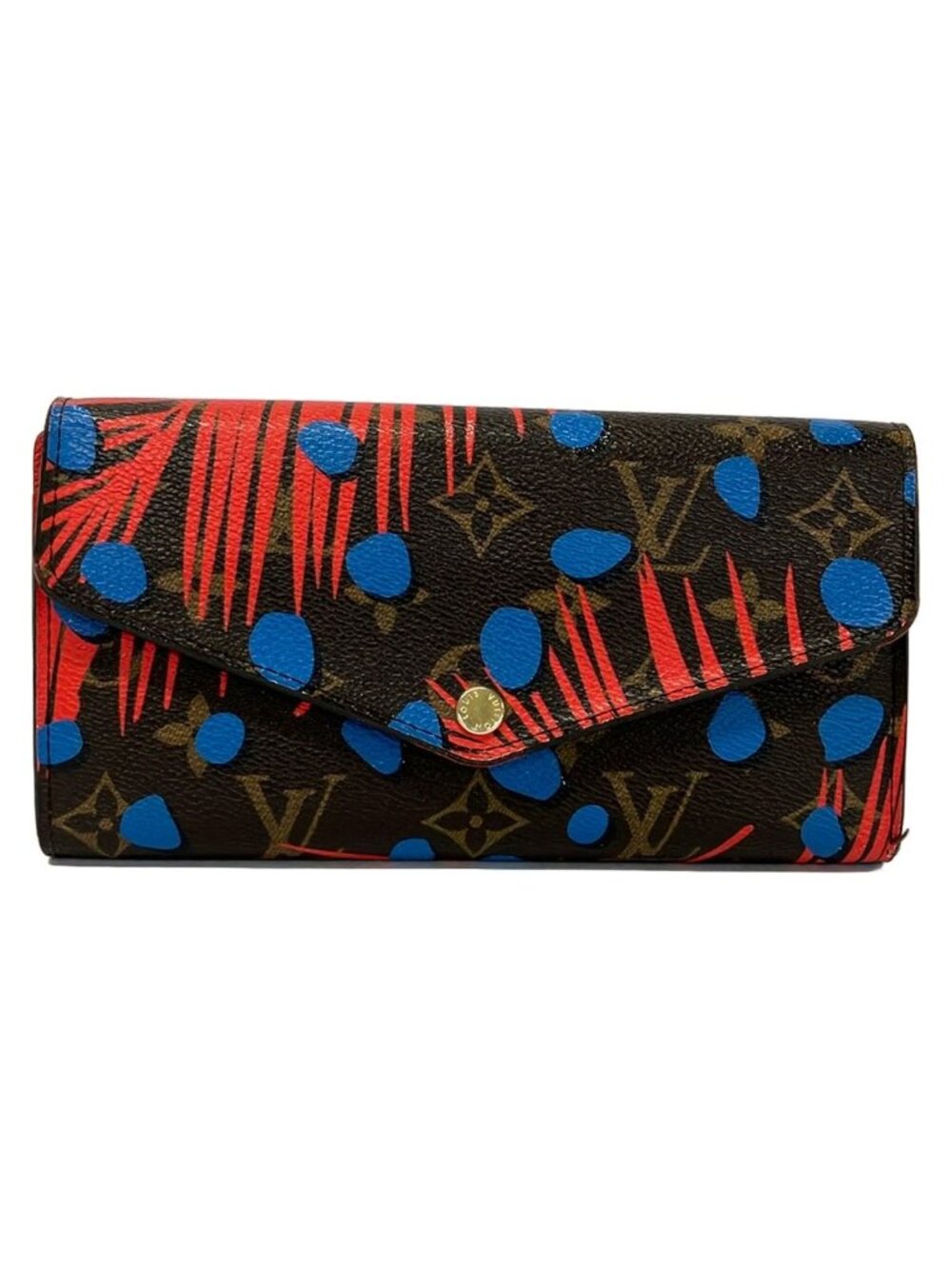 Louis Vuitton Wallet Monogram Jungle Dot Portefeuille Sarah Orange Blue